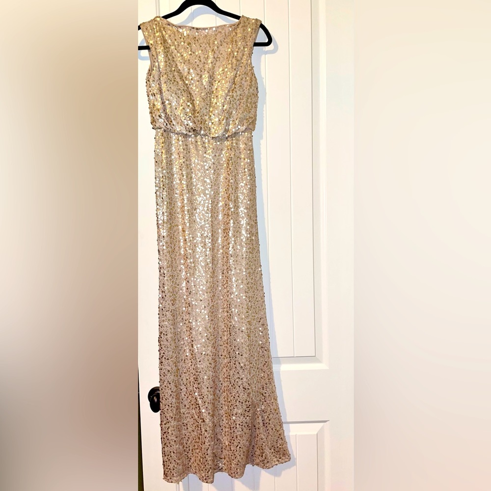 Formal gown, size 2, gold sequin.